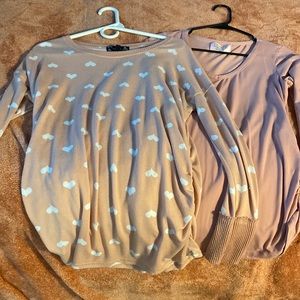 Lot of 2 pink, long sleeve maternity shirts